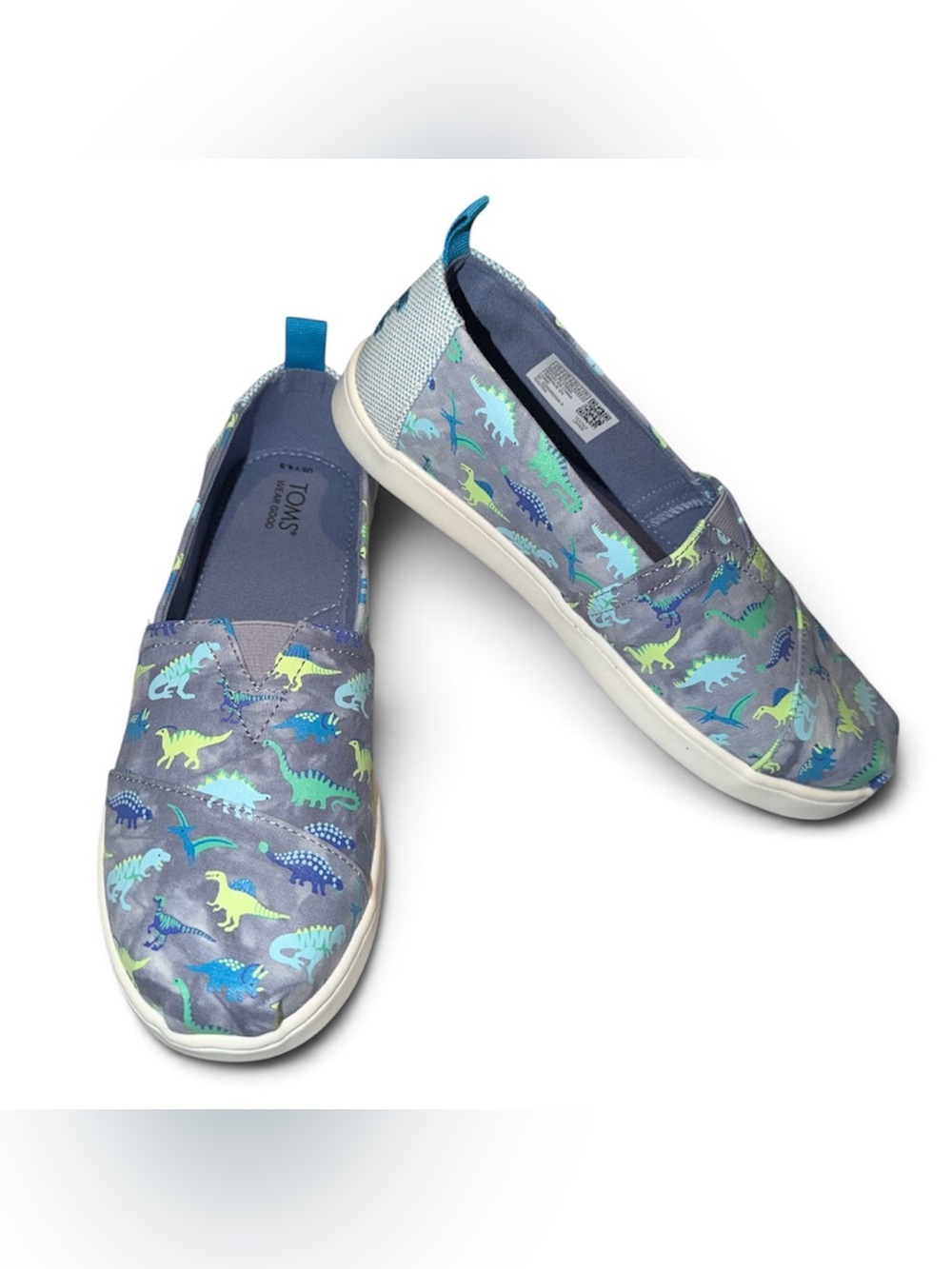 🦖💙 TOMS Dinosaur Print Slip-On Shoes | Boys 4.5Y | NWOB 👟